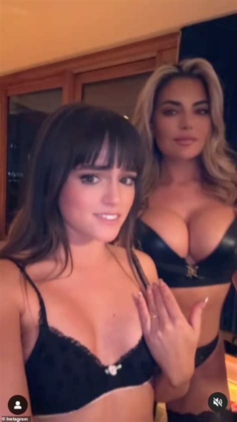 Megan Barton Hanson Puts On A Very Busty Display In Black Leather Bra As She Poses Alongside Model Leah Ray After Pair Shared A Kiss On Night Out Daily Mail Online